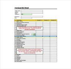 Bid Sheet Template 10 Free Word Pdf
