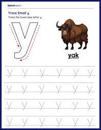 trace the lowercase y ela worksheets