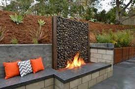 Concrete Garden Walls And Fireplace