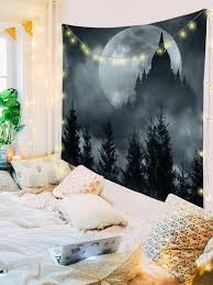 1pc Forest Moon Castle Printed Tapestry