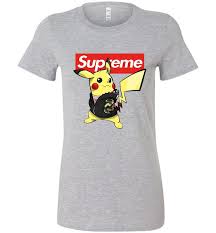 Cool Pokemon Pikachu With Supreme Fashion Bella Ladies T Shirt