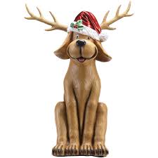 Holiday Time 32 Inch Reindeer Dog With Santa Hat Decorative Item