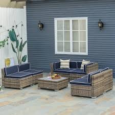 Outdoor Wicker Patio Sofa Set