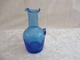 Blue Le Art Glass Pitcher Vase