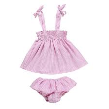 Amazon Com Newborn Baby Girls Clothes Plaid Sleeveless Tops