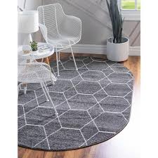 unique loom 3151487 5 x 8 ft geometric trellis frieze oval rug dark gray