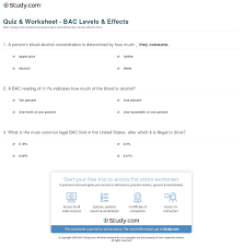 Quiz Worksheet Bac Levels Effects Study Com