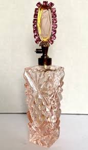 Art Deco Perfume Bottle Pink Cut Glass