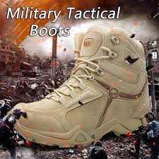 Men Outdoor Ankle Boots Army Tactical Waterproof Hiking Boots Military Desert Combat Mountain Climbing Anti Skid Hiking Boots