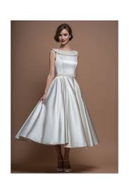 Agatha Satin 50s 60s Tea Length Short Wedding Dress