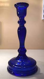 Vintage Single Cobalt Blue Glass Candle