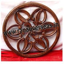 Home Decor Round Carved Wood Wall Panel