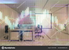 Stock Market Chart With Trading Desk Bank Office Interior On