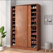 wood sliding door shoe cabinet entrance