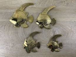 Vintage Brass Fish Angel Fish Wall
