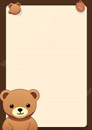 brown cute teddy bear word template and