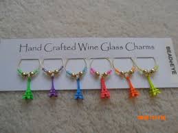 neon eiffel tower wine glass charms