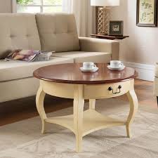 leick home round coffee table ivory and