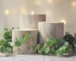 Buy Set Of 3 Log Candle Holders Wedding