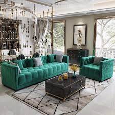Green Velvet Sofa Living Room