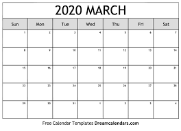 Free March 2020 Printable Calendar Dream Calendars