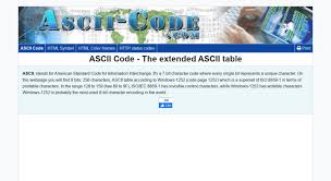 Access Ascii Code Com Ascii Code The Extended Ascii Table