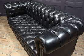 Vintage Black Leather Oned Seat