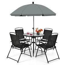 Patio Dining Set With Folding Chairs