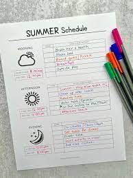 summer schedule for kids
