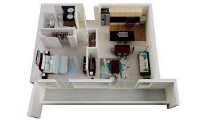 Luxury 1 Bedroom Floor Plan Interior