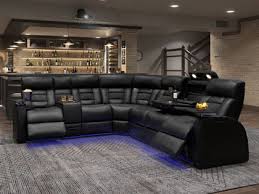 home theatre sectionals in black leather