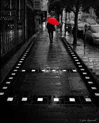 Red Umbrella Art Black And White Color