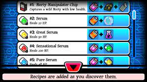 pocket mortys crafting recipes guide