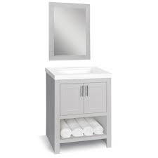 D vanity in cherry with granite vanity top in beige with white basin (356) home decorators collectionmelpark 60 in. Glacier Bay Spa 24 In W X 18 75 In D Bath Vanity In Dove Gray With Cultured Marble Vanity Top In White With White Sink And Mirror Ppspadvr24my The Home Depot