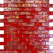 Adding more colors to your kitchen can. 10sf Red Iridescent Subway Glass Mosaic Tile Backsplash Kitchen Spa Sink Wall Ebay