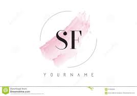 Sf S F Watercolor Letter Logo Design With Circular Brush