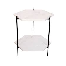 White Marble Side Table 2 Tiered 18