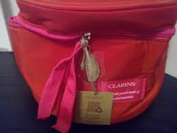 clarins cosmetic bag w striped candy
