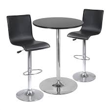 Sourcing guide for bar table and chairs: Winsome Spectrum High Back 3 Piece Pub Bar Table Set In Black Chrome 93345
