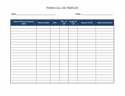 Free Call Log Template To Do List Word 2003 Specialization