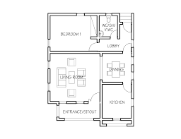 1 Bedroom Bungalow Floor Plan Sample