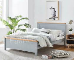 Solid Pine Grey Or White Wooden Bed