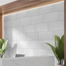 Msi Dymo Stripe White 12 In X 24 In Glossy Ceramic Stone Look Wall Tile 16 Sq Ft Case