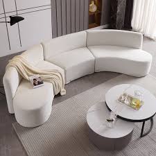 120 Modern White Curved Sectional
