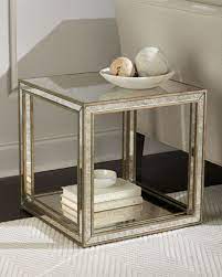 clare antiqued mirrored side table