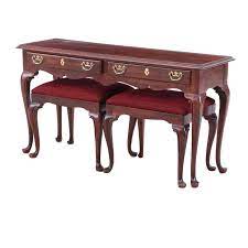 ← cherry sofa table with hepplewhite leg & shaker skirt. Drexel Heritage Queen Anne Style Cherry Sofa Table With Stools Ebth