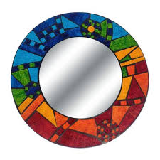 Round Mosaic Wall Mirror Rainbow
