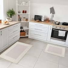 reno modern non slip machine washable kitchen mat set tan