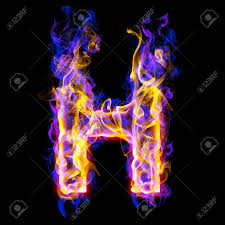 Fiery Font With Rose And Blue Letter H