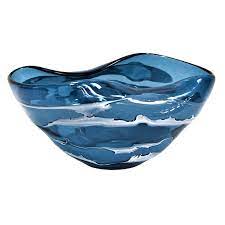 Blue White Glass Decorative Bowl 6